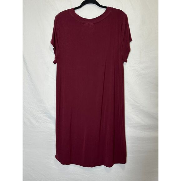 C&C California Women's Burgundy Color Stretchy Knit Cap Sleeve Dress Size XL - Picture 3 of 4